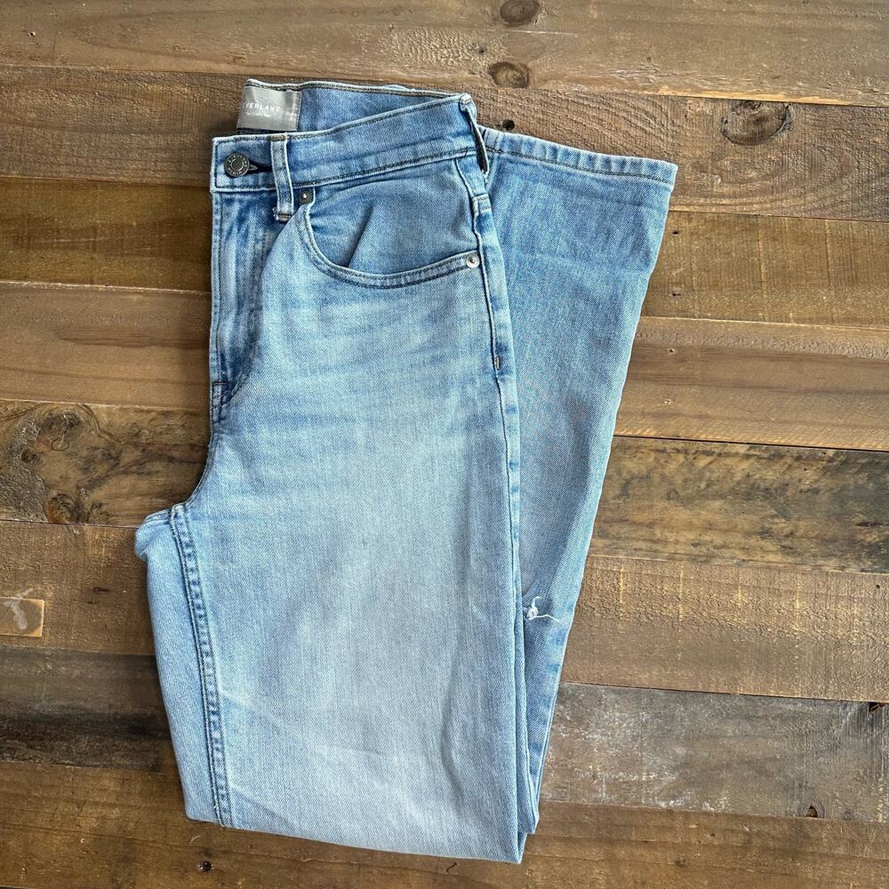 EVERLANE The Cheeky Jean Distressed light Wash Straight Leg Jeans Size 25